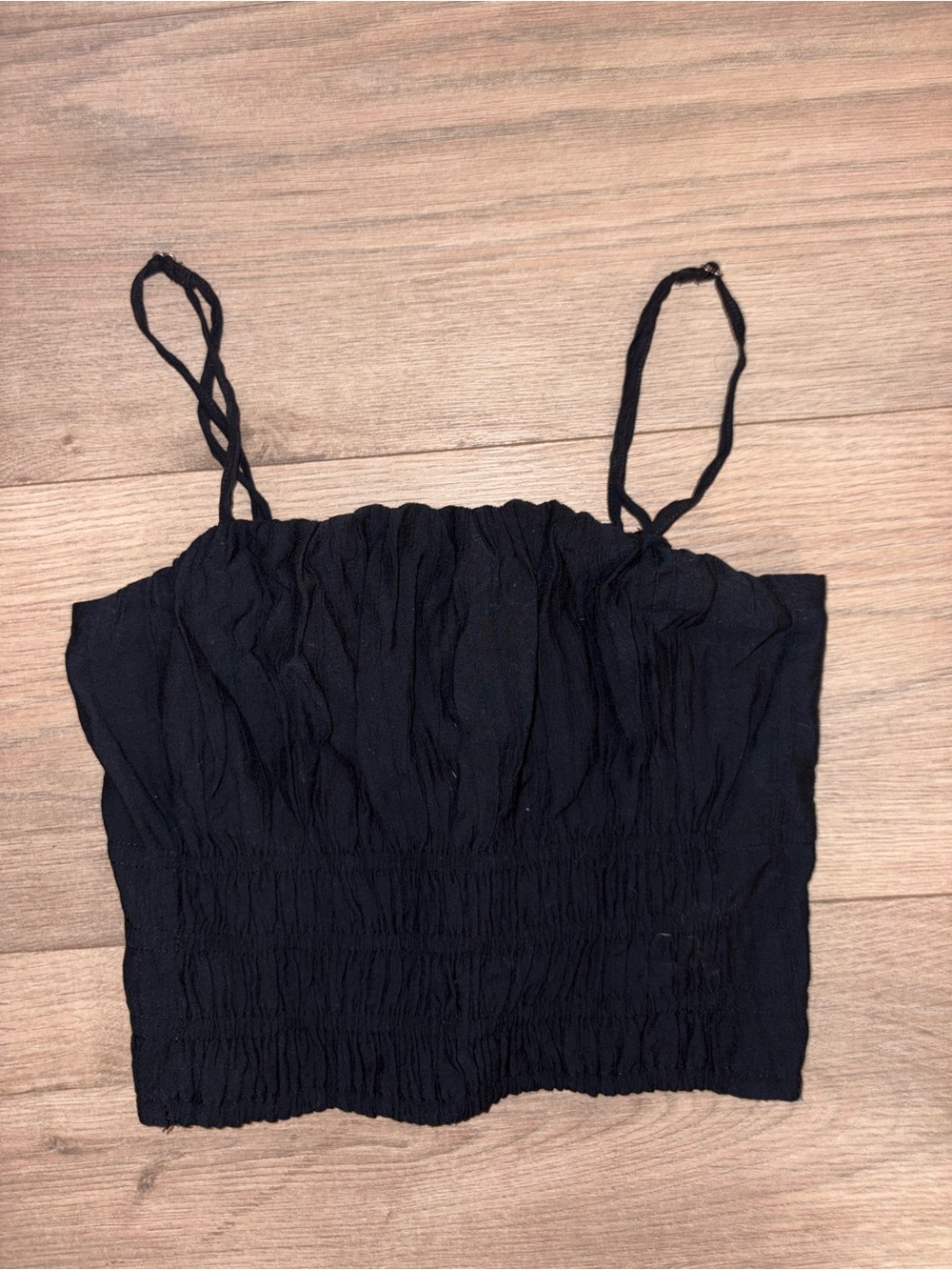Abercrombie & Fitch Black Cropped Smocked Tank Top